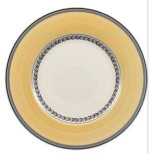 Villeroy & Boch Audun Fleur Dinner Plate, 10.5 in, White/Gray/Yellow / New